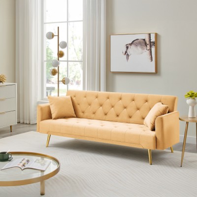 Canapea extensibilă, muştar/gold crom-auriu, ALISIA