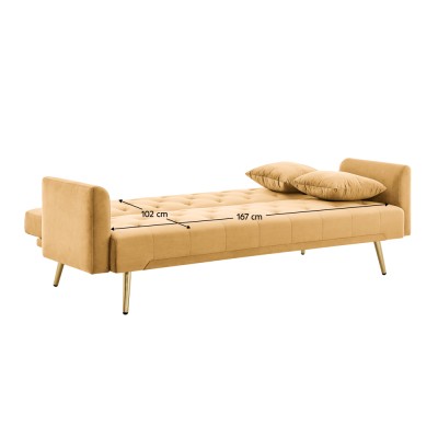 Canapea extensibilă, muştar/gold crom-auriu, ALISIA