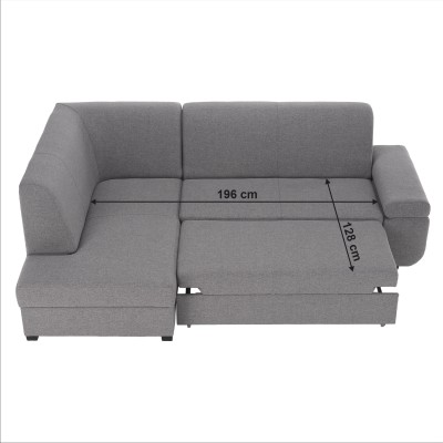 Canapea extensibilă, şuviţe gri, stânga, FOSA ROH