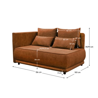 Canapea extensibilă, teracotă, pe stânga, LIAMI