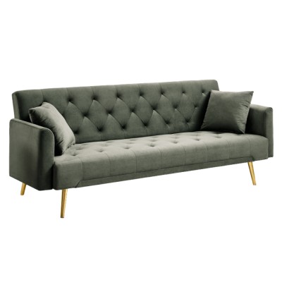 Canapea extensibilă, verde închis/gold crom-auriu, ALISIA