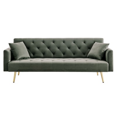 Canapea extensibilă, verde închis/gold crom-auriu, ALISIA