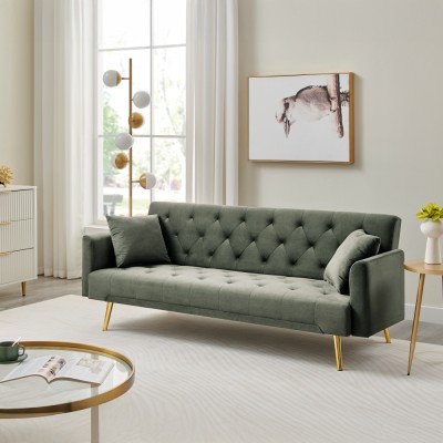 Canapea extensibilă, verde închis/gold crom-auriu, ALISIA