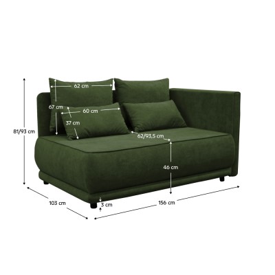 Canapea extensibilă, verde, LIAMI