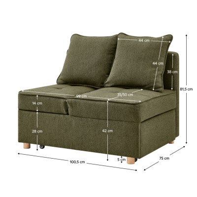 Canapea extensibilă, verde, OSVALDO
