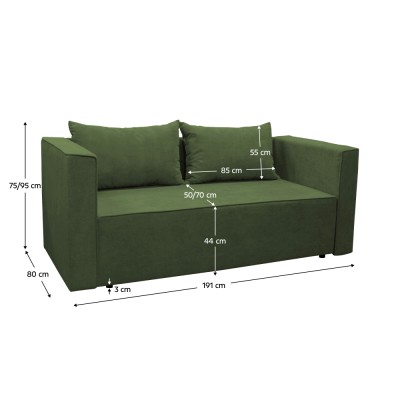 Canapea extensibilă, verde, PEGY P