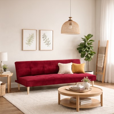 Canapea extensibilă, vișiniu/ stejar, ALIDA