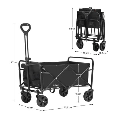 Cărucior de grădină, pliabil, negru, KARIL