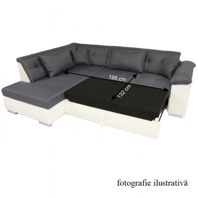 Colţar din piele ecologică și material textil, LEMON