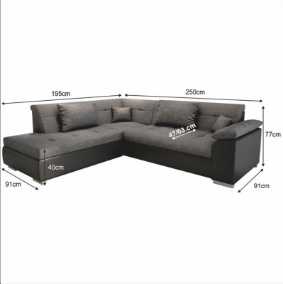 Colţar din piele ecologică și material textil, LEMON