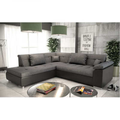 Colţar din piele ecologică și material textil, LEMON