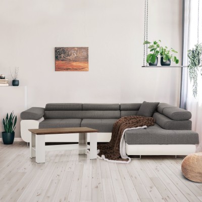 Colţar, alb/ gri, model dreapta, AMARETO NEW