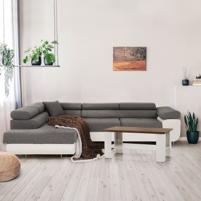 Colţar, alb/ gri, model stânga, AMARETO NEW