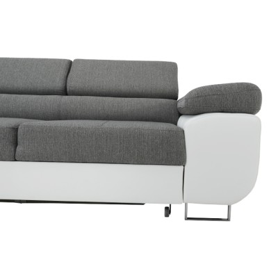 Colţar, alb/ gri, model stânga, AMARETO NEW