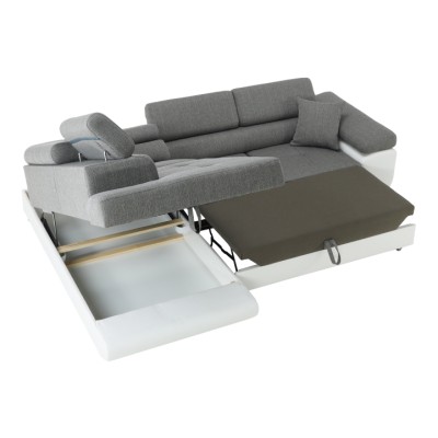 Colţar, alb/ gri, model stânga, AMARETO NEW