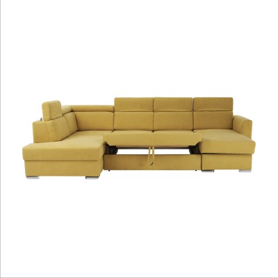 Colţar de lux, galben/ perne maro, MARIETA 2