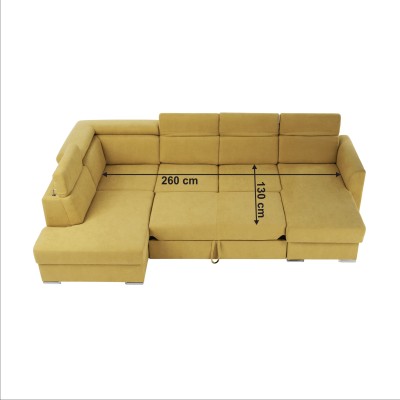 Colţar de lux, galben/ perne maro, MARIETA 2