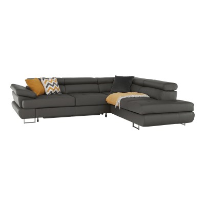 Colţar extensibil din piele ecologică gri-maroniu, BUTON 1