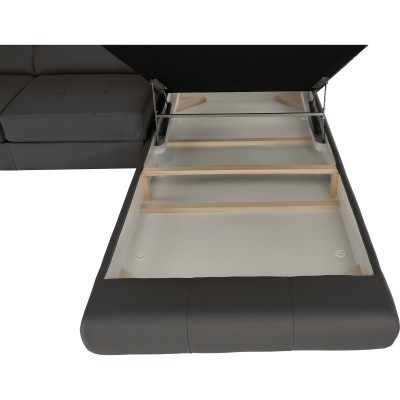 Colţar extensibil din piele ecologică gri-maroniu, BUTON 1