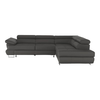 Colţar extensibil din piele ecologică gri-maroniu, BUTON 1