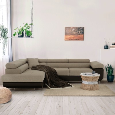 Colţar, maro/ bej, model stânga, AMARETO NEW