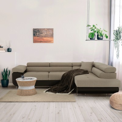 Colţar, maro/bej, model dreapta, AMARETO NEW