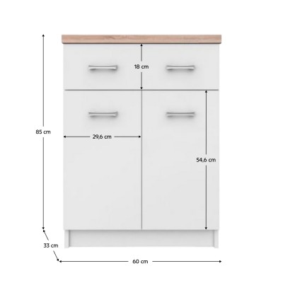 Comodă 2D1S/60, albă / stejar Sonoma, TOPTY TIP 41