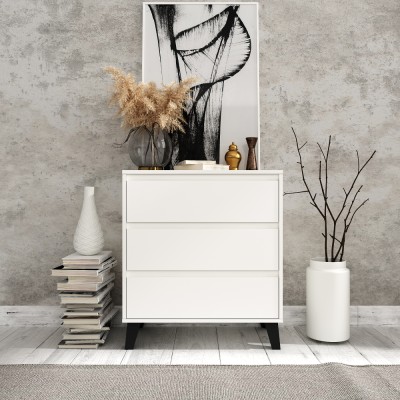 Comodă, albă, BOGAN NEW 3S70