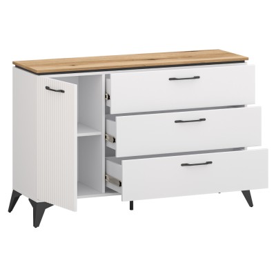 Comodă, alb/stejar evoke, VELIS 1D3S