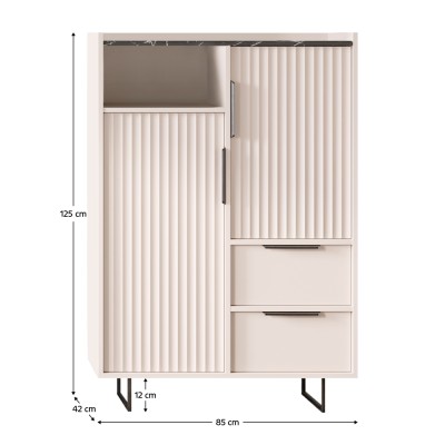 Comodă, caşmir/marmură închisă, FRESIO KOM2D2S