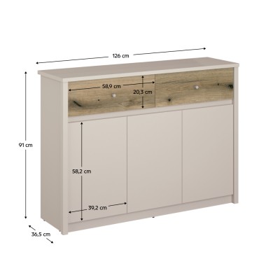 Comodă, caşmir/stejar evoke, KAROS 3D2S