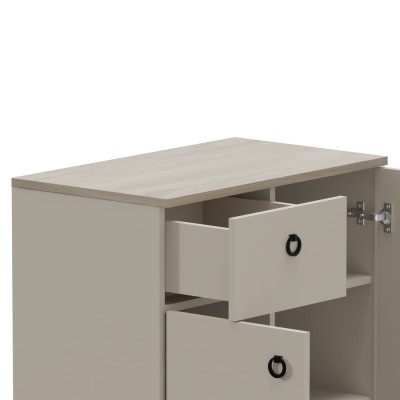 Comodă, gri-maroniu Taupe/stejar silverjack, DOMCA 2D1S