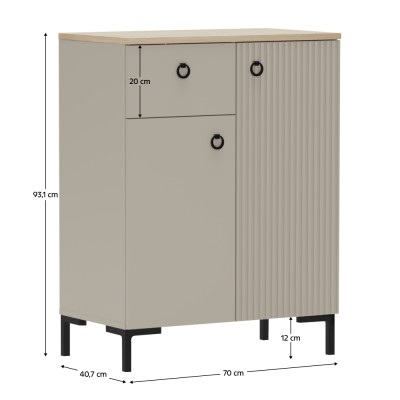 Comodă, gri-maroniu Taupe/stejar silverjack, DOMCA 2D1S