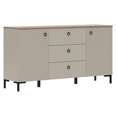 Comodă, gri-maroniu Taupe/stejar silverjack, DOMCA 2D3S