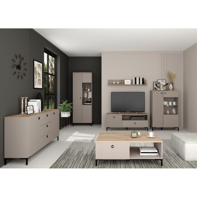 Comodă, gri-maroniu Taupe/stejar silverjack, DOMCA 2D3S