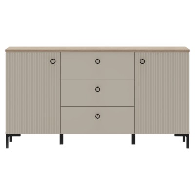 Comodă, gri-maroniu Taupe/stejar silverjack, DOMCA 2D3S