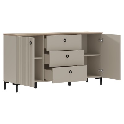 Comodă, gri-maroniu Taupe/stejar silverjack, DOMCA 2D3S