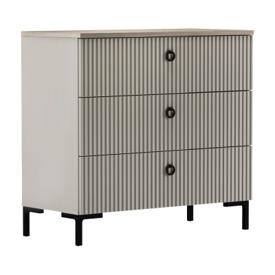 Comodă, gri-maroniu Taupe/stejar silverjack, DOMCA 3S