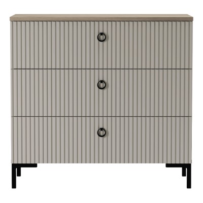 Comodă, gri-maroniu Taupe/stejar silverjack, DOMCA 3S