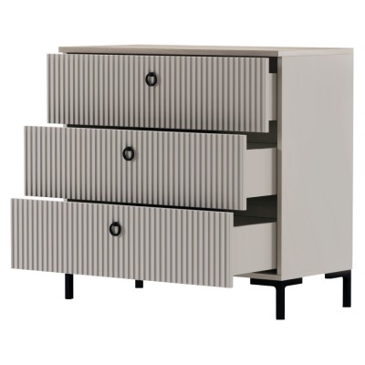 Comodă, gri-maroniu Taupe/stejar silverjack, DOMCA 3S