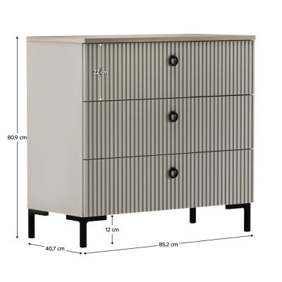 Comodă, gri-maroniu Taupe/stejar silverjack, DOMCA 3S