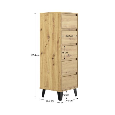 Comodă, stejar artisan, BOGAN NEW 5S40