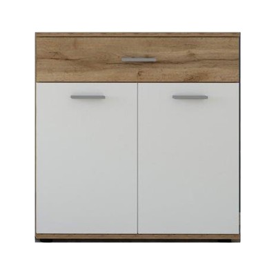 Comodă, stejar Wotan / albă, IRIA 2D1S E