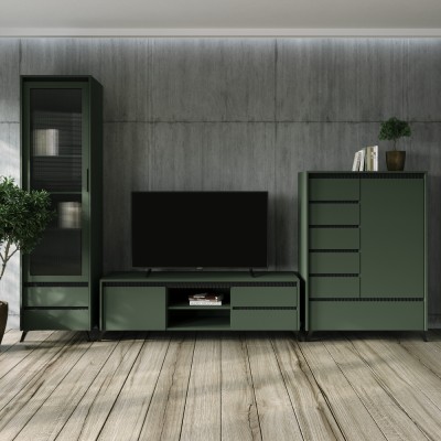 Comodă, verde smoke/negru, LONGY REG1D5S1K