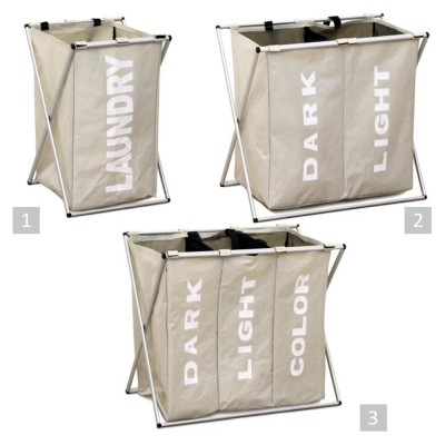 Coş de rufe din pânză, gri-bej, LAUNDRY 3