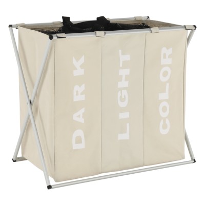 Coş de rufe din pânză, gri-bej, LAUNDRY 3