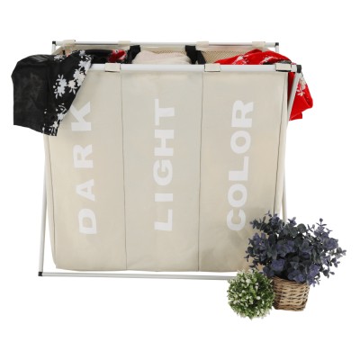 Coş de rufe din pânză, gri-bej, LAUNDRY 3