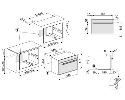Cuptor incorporabil SMEG, negru - SFPR9604TNR