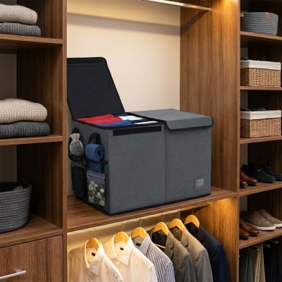 Cutie de depozitare pliabilă, gri/negru, DETER