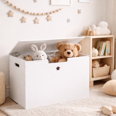 Cutie depozitare jucării, albă, BOLIS